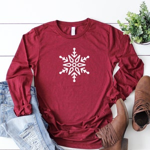 Snowflake Shirt - Silver Christmas Shirt - Womens Christmas Shirt - Christmas Party Shirt - Cute Winter Shirt