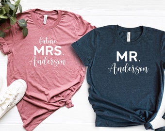 Future Mrs and Mr Shirts - Couples Wedding Shirts - Matching Wedding Shirts - Honeymoon Shirts - Custom Name Shirts - Bridal Shower Gift