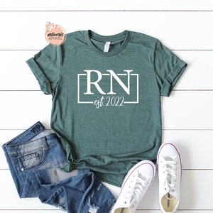 Custom RN Nurse Shirt - RN Registered Nurse Est2022- Essential Worker - New Nurse Tee - Nurses Are Heroes - Graduation - Unisex Graphic Tee