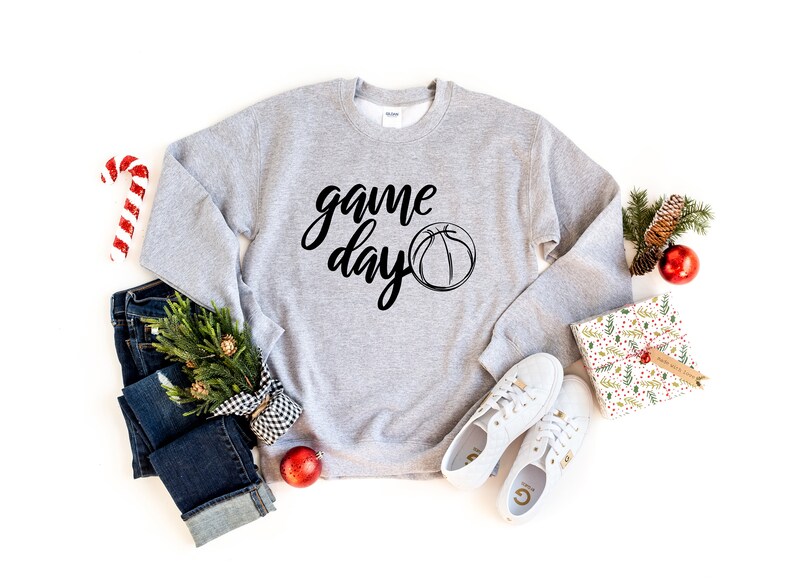 Game Day Basketball Sweatshirt Graphic Tee Sports Mom Unisex Fit Basketball Sweatshirt Basketball Mom Life Game Day Sweatshirt image 4