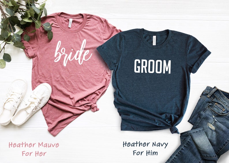 Bride and Groom Shirt Wedding Shirt Bride Groom Shirt Set Just Married Shirt Honeymoon T-Shirts Mr. Mrs. Shirt Newly Married Tee image 1