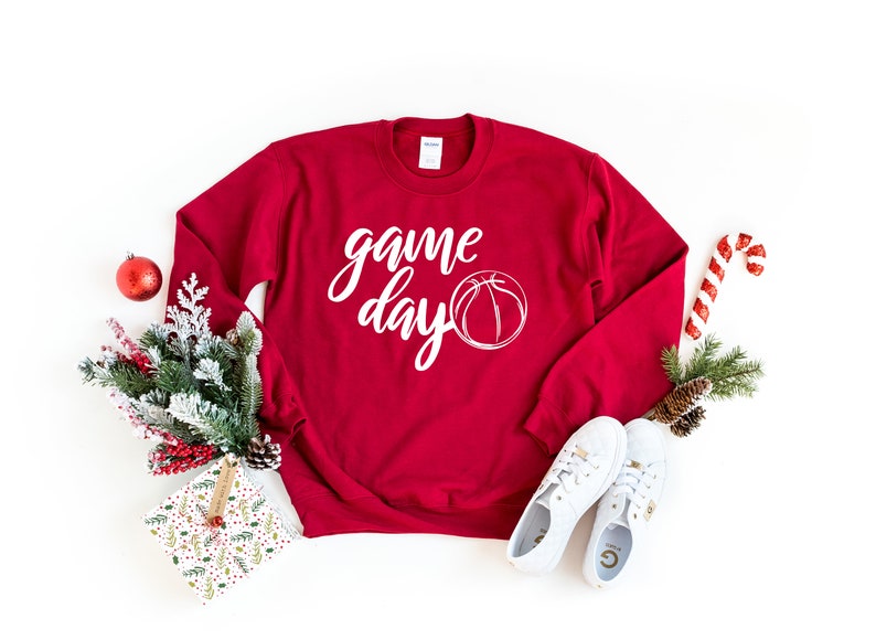 Game Day Basketball Sweatshirt Graphic Tee Sports Mom Unisex Fit Basketball Sweatshirt Basketball Mom Life Game Day Sweatshirt image 2