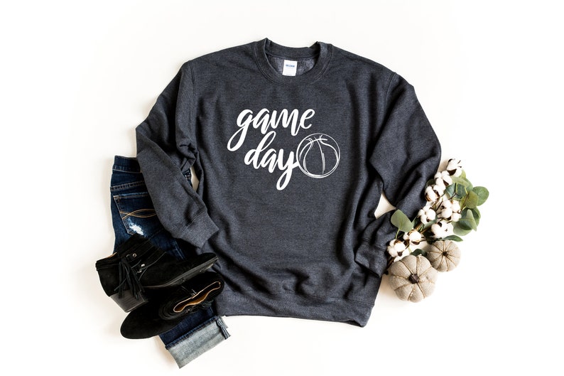 Game Day Basketball Sweatshirt Graphic Tee Sports Mom Unisex Fit Basketball Sweatshirt Basketball Mom Life Game Day Sweatshirt image 3