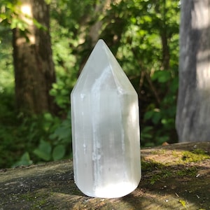 10cm Small Selenite Point - Polished Satin Spar - Small Selenite Obelisk - Desk Decor - Selenite Tower - Crystal Point - Crystal Charging