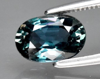 1.25ct VS Zafiro azul sin calentar - Zafiro facetado ovalado de Songea, Tanzania - Zafiro azul verdoso de corte ovalado - Piedra preciosa suelta sin calentar