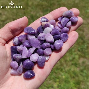 Bulk Lot of Lepidolite Purple Mica 8-15mm Polished Gravel Tumbled Gravel Natural Purple Mica Madagascar Lepidolite Loose Gemstones Crystals