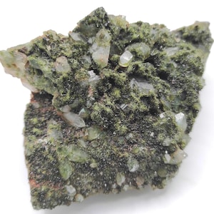 321g Sparkly Epidote & Forest Quartz Crystal - Hakkari, Turkey - Epidote with Clear Quartz - Forest Fairy Quartz - Natural Mineral Specimen