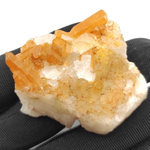 44g Tangerine Quartz Cluster - Natural Orange Tangerine Quartz Crystal Cluster - Raw Quartz Specimen from Minas Gerais, Brazil