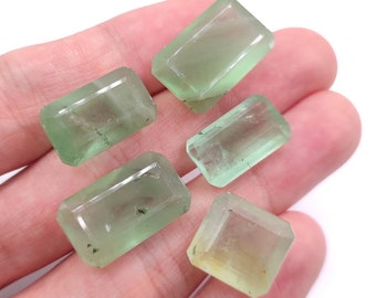 Lot de 95 carats, 5 pièces - Pierres précieuses en fluorite à facettes - Pierres précieuses en fluorite verte pakistanaise - Pierres en fluorite naturelle - Pierres en vrac