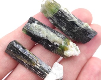 123ct Lot of Green Cap Tourmaline Points - Rough Green and Black Tourmaline - Tourmaline Sticks - Rough Gemstones - Tourmaline from Pakistan