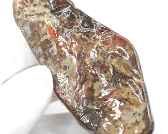65g Red Ammolite Specimen - Bearpaw Formation, Alberta, Canada - High Quality Flashy Ammolite - Resin Coated Ammolite - Ammolite Gemstone
