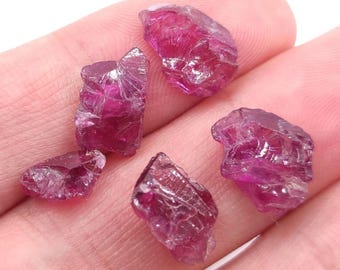 17ct (5pc) Lot of Rough Rhodolite Garnet from Mozambique - Facet Rough Rhodolite - Loose Rough Gemstones - Natural Untreated Unheated Garnet