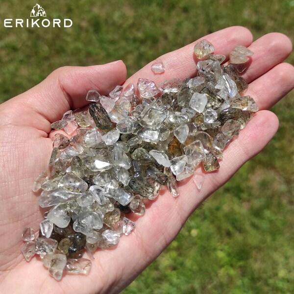Große Menge klare Rutilquarz Kies 5-7mm Gold Rutilquarz Turmalinquarz poliert Rutilquarz Trommelsteine Brasilien lose Edelsteine