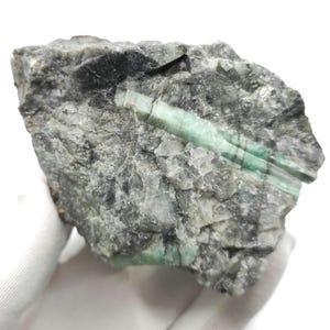 296g Emerald in Matrix - Green Emerald Rough Stone - Campo Formoso, Bahia, Brazil - Natural Untreated Emerald - Raw Emerald Point