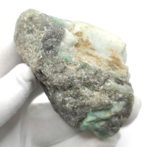 144g Emerald in Matrix - Green Emerald Rough Stone - Campo Formoso, Bahia, Brazil - Natural Untreated Emerald - Raw Emerald Point