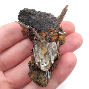 28g Brown and Blue Barite Specimen - Nador, Morocco - Barite Mineral Specimen - Blue Baryte from Morocco - Natural Barite Crystal Cluster