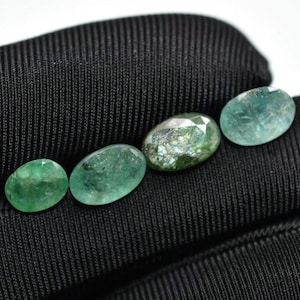 7.20ct (4 Stück) Facettierte Smaragde aus Sambia - Geölte Smaragd Edelsteine - Natürliche Grüne Smaragd Edelsteine - Oval facettiert - Smaragd Edelstein im Ovalschliff
