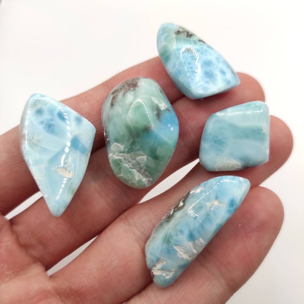 34g Larimar Tumble Lot Natural Blue Larimar Dominican Republic Polished Larimar Sky Blue Larimar Tumbled Larimar Gemstones Loose Gems