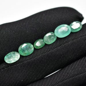7.75ct (6 Stück) Facettierte Smaragde aus Sambia - Geölte Smaragd Edelsteine - Natürliche Grüne Smaragd Edelsteine - Oval Facettiert - Smaragd Edelstein im Ovalschliff