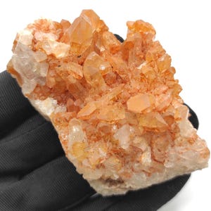 114g Tangerine Quartz Cluster - Natural Orange Tangerine Quartz Crystal Cluster - Raw Quartz Specimen from Minas Gerais, Brazil