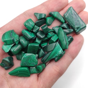 Bulk Lot of Polished Malachite Chips - Malachite Tumbled Stones - Natural Green Malachite Lot - Untreated Polished Malachite from Congo