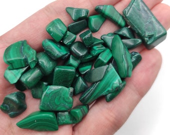 Lote a granel de chips de malaquita pulida - Piedras caídas de malaquita - Lote de malaquita verde natural - Malaquita pulida sin tratar del Congo