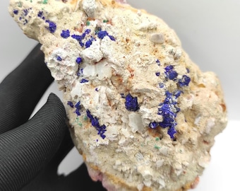314g - Large Azurite in Matrix Crystal Specimen - Blue Azurite from Touissit, Morocco - Natural Raw Azurite Mineral - Rough Azurite