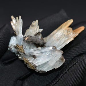 51g Blue Barite on Matrix with Psilomelane - Raw Light Blue Barite - Nador, Morocco - Natural Mineral Specimen - Rare Crystal Specimen