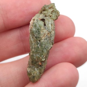 Espécimen de cristal de mini diopsido de 32 qt del condado de Haliburton, Canadá - Mineral de diopsido verde natural - Cristal de diopsido áspero - Gemas canadienses
