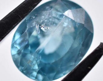 3.85ct Blue Zircon from Cambodia - Oval Cut Light Blue Zircon - Heated Zircon Gemstone - Loose Gems - Oval Faceted Zircon