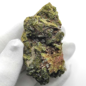 89g Epidote Crystal Cluster - Imilchil, Morocco - Green Epidote Crystal Cluster - Raw Mineral Specimen - Green Epidote and Quartz Crystal