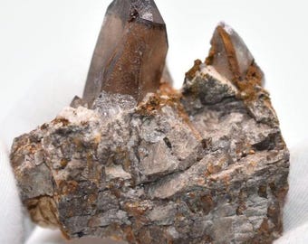 57g Smoky Quartz Point with Feldspar - Mulanje, Malawi - Smoky Quartz Crystal Cluster - Mineral Specimen - Natural Smoky Quartz Point