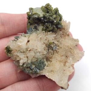 39g Epidote with Quartz - Imilchil, Morocco - Green Epidote Crystal Cluster - Raw Mineral Specimen - Green Epidote and Quartz Crystal