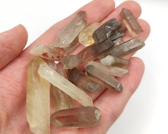 Lote de puntas de cristal de cuarzo citrino ahumado - Cuarzo ahumado natural de Madagascar en bruto y calentado - Puntas de cuarzo en bruto