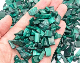 Polished Malachite Chips – Natural Green Tumbled Stones from Congo