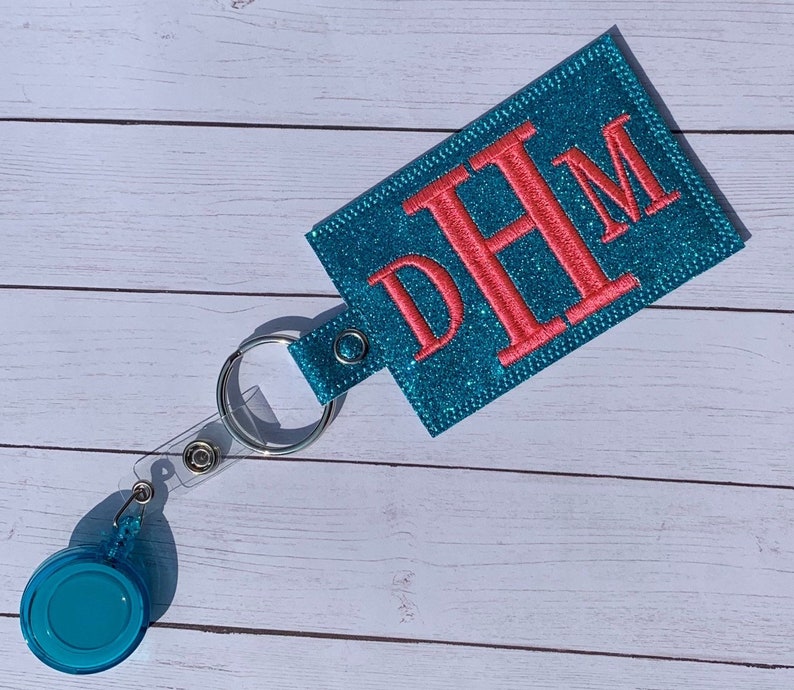 Monogram ID Badge Holder Badge Holder ID Holder Vertical Etsy