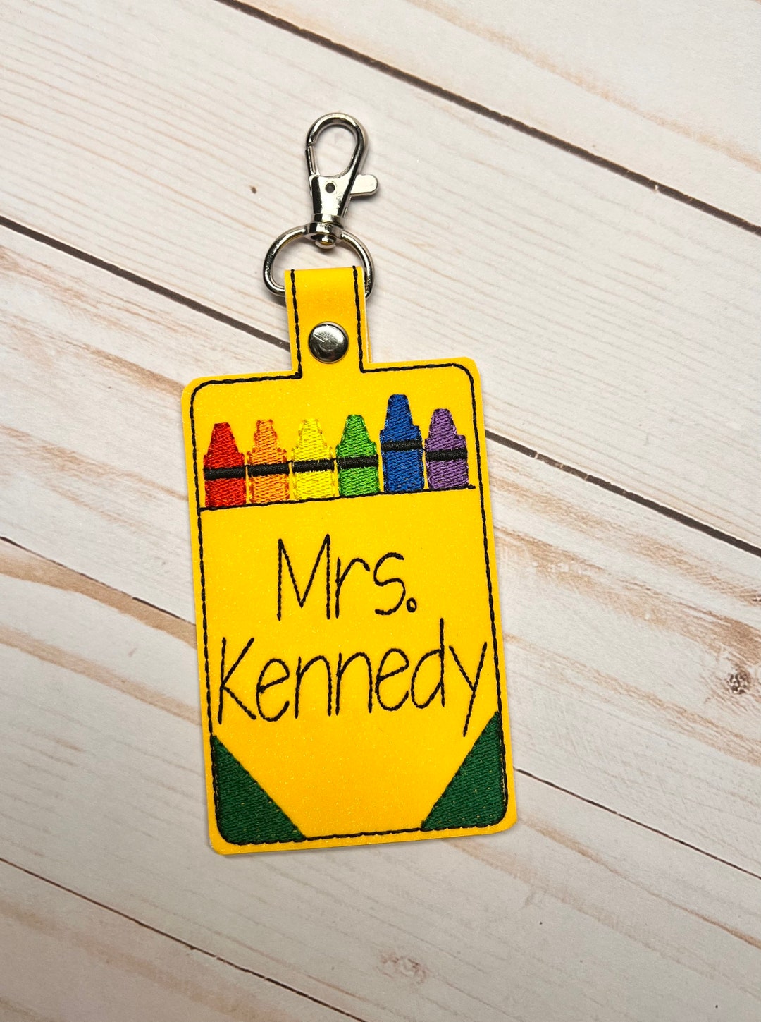 Personalized Teacher Badge Holder, Crayon ID Holder, ID Badge Holder