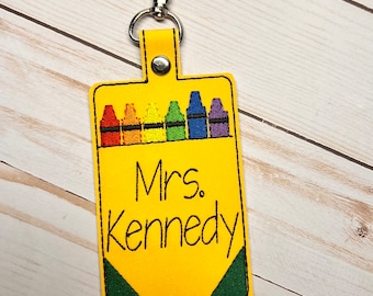 Personalized Teacher Badge Holder, Crayon ID Holder, ID Badge Holder, Badge Holder, Id Holder, Teacher id badge holder, Crayon Box