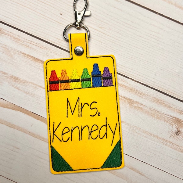 Personalized Teacher Badge Holder, Crayon ID Holder, ID Badge Holder, Badge Holder, Id Holder, Teacher id badge holder, Crayon Box