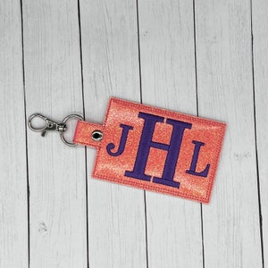 Monogram, ID Badge Holder, Badge Holder, ID Holder, Vertical ID Holder, Glitter, Embroidered