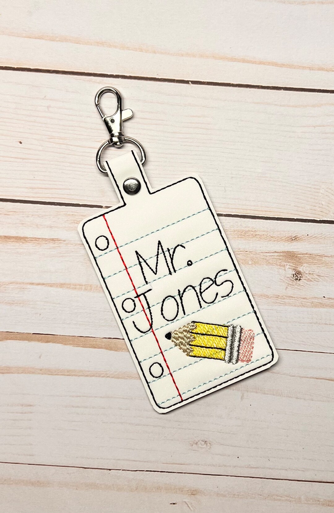 Personalized Teacher Badge Holder, Notebook Paper ID Holder, ID Badge