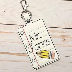 Personalized Teacher Badge Holder, Notebook Paper ID Holder, ID Badge Holder, Badge Holder, Id Holder, Teacher id badge holder, Notebook