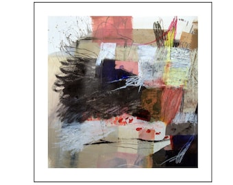 Original abstract painting on paper from Danielle Lauzon - acrylic and collage