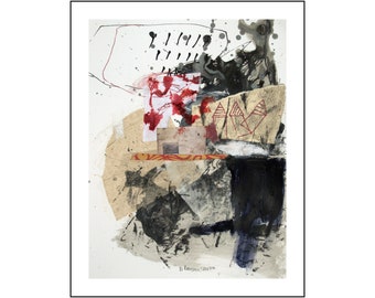 Original mixed media abstract painting on paper from Danielle Lauzon - acrylic and collage