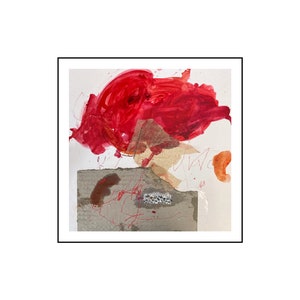 Pintura abstracta original sobre cartón de Danielle Lauzon - acrílico y collage