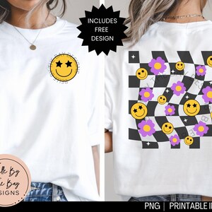 Smiley Face PNG, Checkered Board Smiley PNG, Spring PNG, Retro Smiley png, Retro Smiley Face tshirt, Smiley png, Cute smiley design
