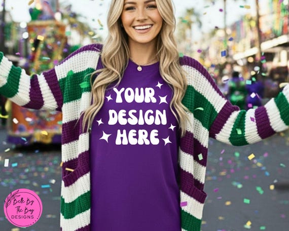 Mardi Gras Mockup, Purple T-Shirt Mockup, Mardi Gras Shirt Mockup, Purple Mardi Gras T-Shirt Mockup Digital Download