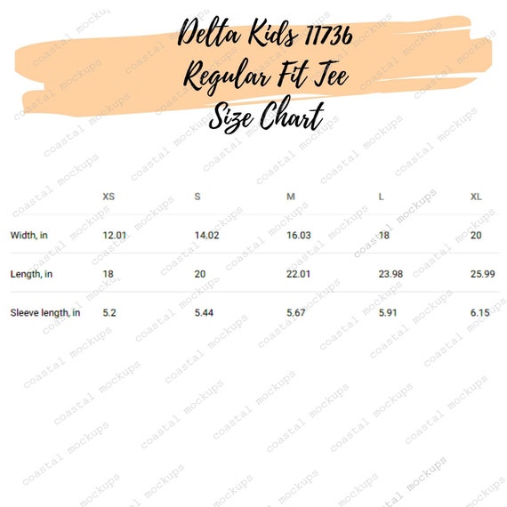 Etsy Size Chart