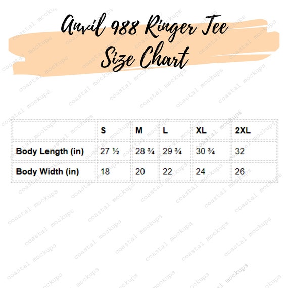 Anvil Shirt Size Chart