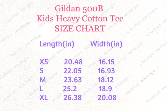 Gildan Childrens Size Chart